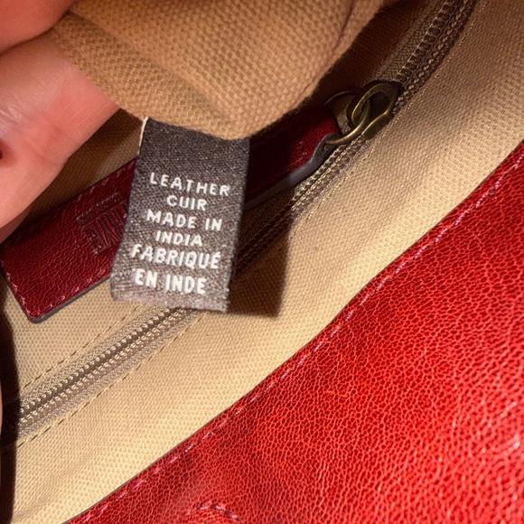 Vintage RARE Frye Red Studded Whipstitch Leather Shoulder Crossbody NWOT - Picture 10 of 15